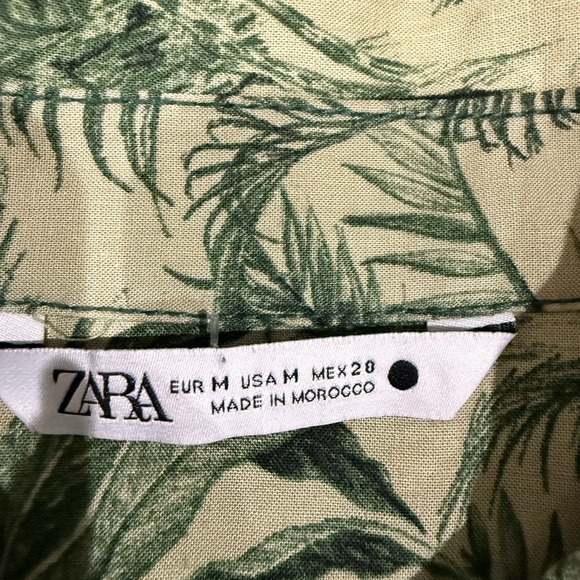 ZARA WRAP Style Green Forest Print PAREO Linen Blend Maxi DRESS SideSlit Women M - Picture 4 of 12